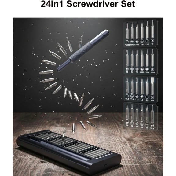 TYHREF-[2026 Upgraded] 24-in-1 Small Precision Screwdriver Set, Professional Magnetic Mini Screw Driver Repair Tool Kit for Phone, Computer, Watch, Laptop, Camera, Doorbell, Eyeglass, Electronic