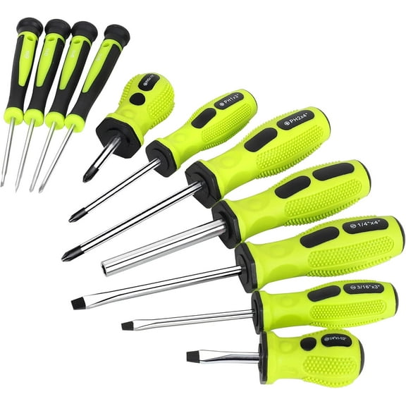 TYHREF-21-Piece Magnetic Screwdrivers Set with Organizer Rack, Slotted Phillips Screwdrivers and Precision Screwdrivers, Repair Tool Kit for Home, Green