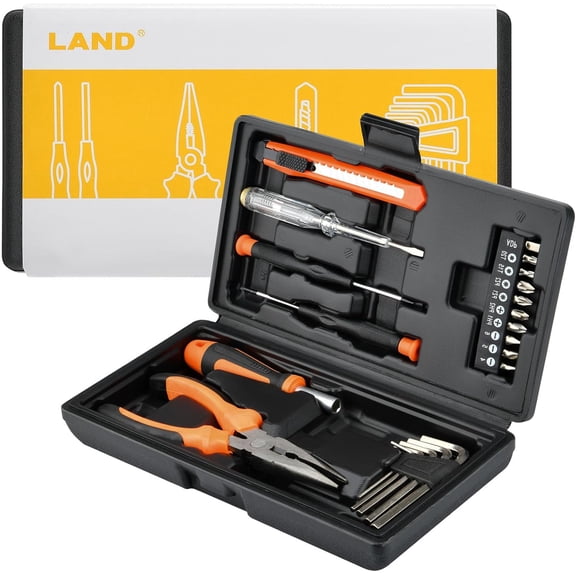 TYHREF-22-Piece Small Tool Kit with Toolbox - Essential Household Tool Set for Home Repair, DIY Projects, Garage & College Dorm, Includes Pliers, Screwdrivers & Portable Storage Case