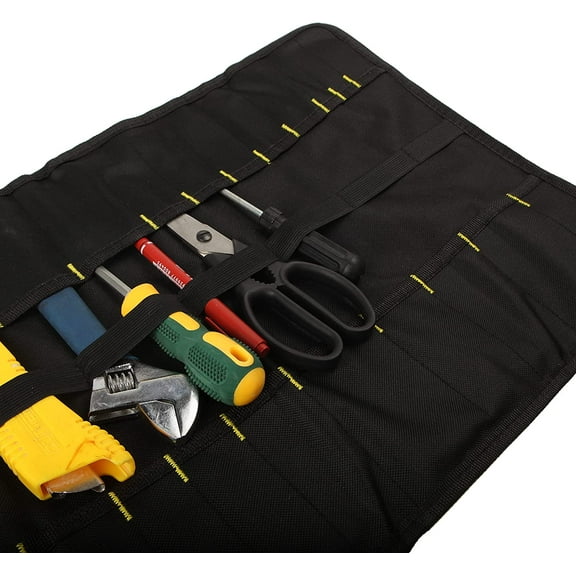 TYHREF-22 pocket Tool Bag Canvas Wrench Roll Up Pouch/Screwdriver Pliers Roller Compartments Organizers/Small Socket Bags/Tool Roll Organizer For Mechanic,Electrician & Hobbyist