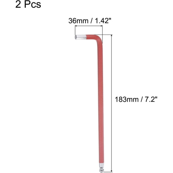 TYHREF-2Pcs 6mm Ball End Hex Key Wrench, L Shaped Long Arm Ball Point Hexagon Keys for Household DIY, Professional Machine Repairing