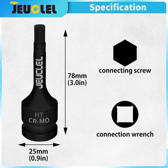 TYHREF-2Pcs 7mm Hex Impact Bit Socket, H7 1/2-Inch Impact Drive Allen Socket, Cr-Mo Steel Lengthen Hex Screwdriver Adapter for Electric Ratchet Wrenches Fastening Screws