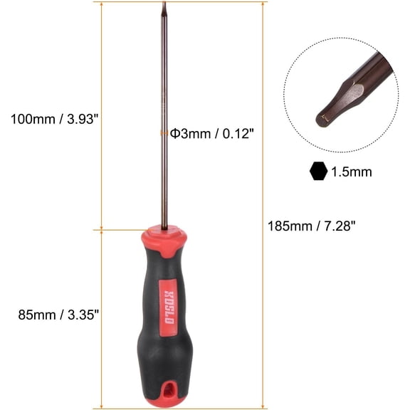 TYHREF-2pcs Hex Screwdriver 1.5mm Magnetic Hexagon Key Metric Driver with 3.94" Shaft Length for RC Model Furniture Repair Electronic