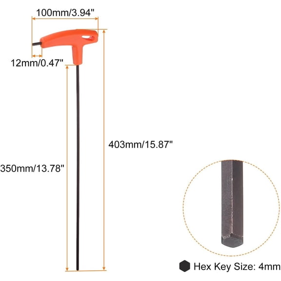 TYHREF-2pcs T-Handle Hex Key Wrench 4mm Metric CR-V Extra Long Arm T-Key Inner Hexagon Wrenches Spanner Repair Tool for Automotive Household Maintenance