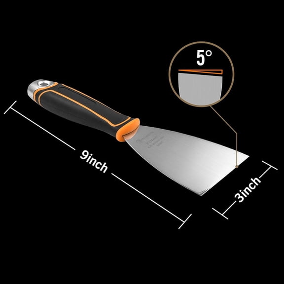 TYHREF-3" Angled Putty Knife - 5 Degree Angle Paint Scraper with Metal Hammer Cap, Rubber Griped Handle, 3 Inch Flex Putty Knife for Scraping Into Corners