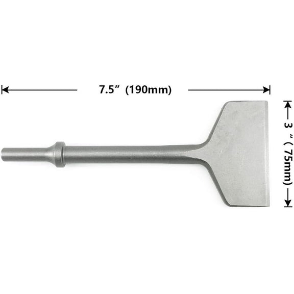 TYHREF-3 Inch Wide Air Chisel Bit, Pneumatic Tile & Thinset Scaling Chisel - 0.401 Inch Shank, Wall & Floor Tile Remover, Floor Scraper, Works with Air Hammer