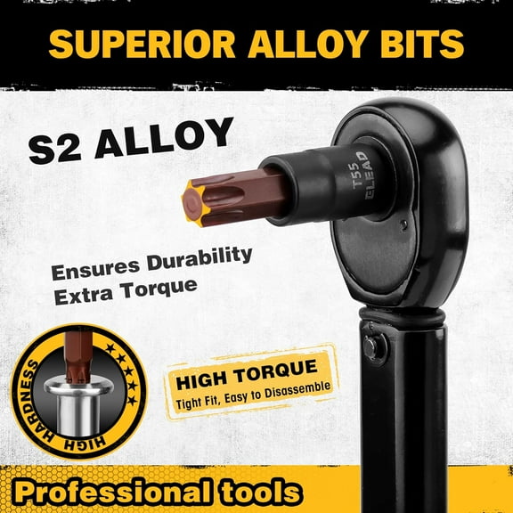 TYHREF-31-Piece Torx Bit Socket Set: Premium CR-V & S2 Alloy Steel, Star T8-T70 & E-Torx E4-E24, High Torque Laser Marked for Automotive Mechanic