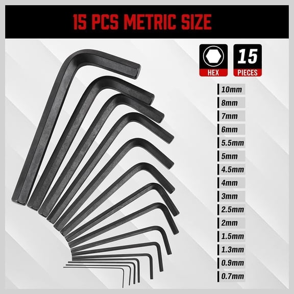 TYHREF-32-Piece Hex Key Wrench Set, Metric and SAE Allen Wrenches (0.028-3/8 inch, 0.7-10 mm) L Shape Allen Keys, Chrome Vanadium Steelwith 2x Extension Handle