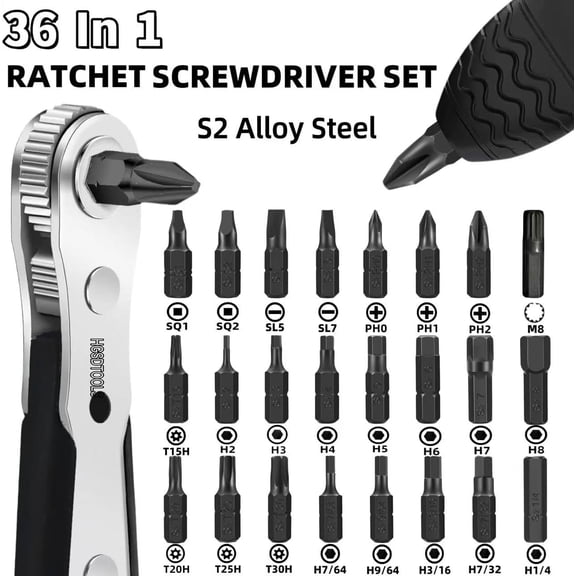 TYHREF-36in1 Right Angle Screwdriver Set 1/4 Mini Ratchet Wrench S2 Magnetic 1/4 Bits 90 Degree Offset Screwdriver Metric/SAE Allen Bits Dedicated to Small Spaces Home&Outdoor Portable Tools