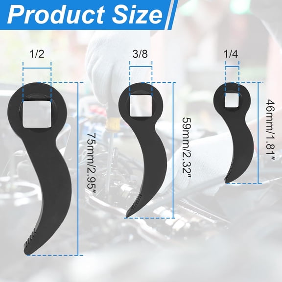 TYHREF-3PCS Pry Bar Wrench Adapter, 1/2" 3/8" 1/4" Half Shaft Pry Bar Wrench Adaptor Head, Removal Car Repairing Tools D (Square) Profile