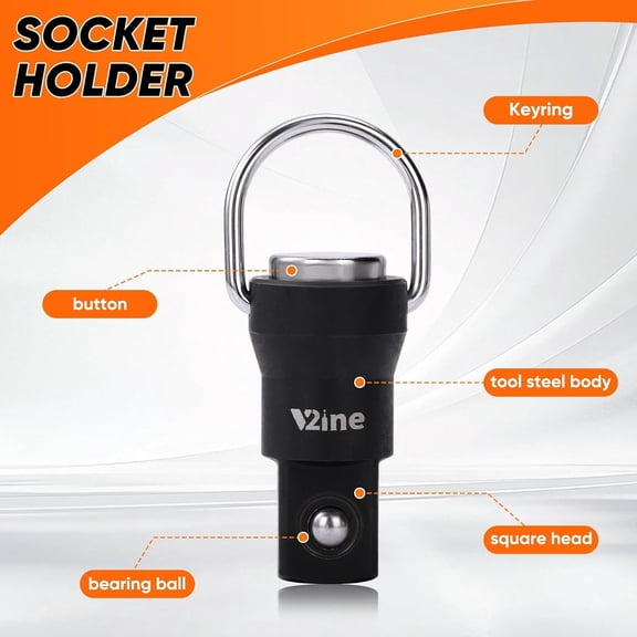TYHREF-3Pcs 3/8 Socket Holder Keychain,Square Socket Organizer with Quick-Release,Essential Accessories for Impact Wrench and Toolbox