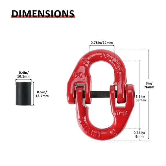 TYHREF-4 Pack G80 Alloy Steel Hammerlock Coupling Link, 5/16" Hammer Lock Safety Chain Connector Link 4400 lbs Working Load Limit