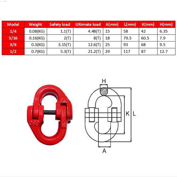 TYHREF-4 Pack G80 Alloy Steel Hammerlock Coupling Link, 5/16" Hammer Lock Safety Chain Connector Link 4400 lbs Working Load Limit