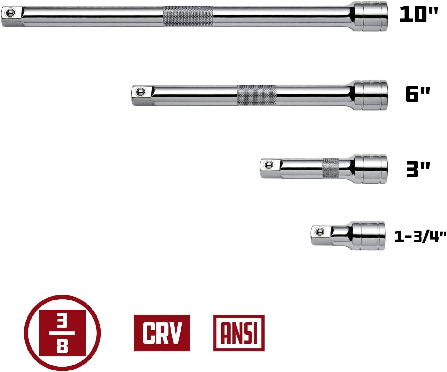 TYHREF-4-Piece 3/8-Inch Drive Socket Extension Bar Set, Chrome Vanadium ...