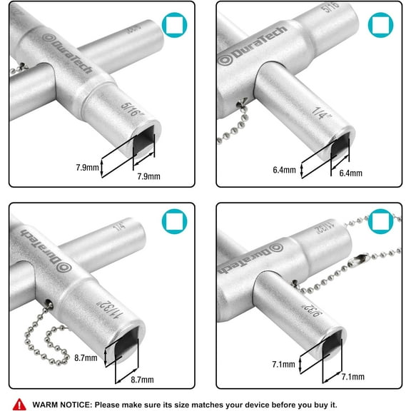 TYHREF-4 Way Sillcock Key Set, Utility Key, Multi-functional Water Key, 2-Pack, for Valve, Faucet, and Spigots
