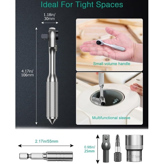 TYHREF-42 in 1 Ratchet Socket Wrench Set, Portable Ratchet Screwdriver with 30 Bits, 1/4 Inch Drive Socket, 72 Tooth Magnetic Repeir Tool Kit for DIY, Bicycle, Furniture