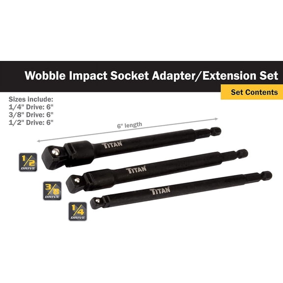 TYHREF-49006 6" Impact Wobble Socket Adapter Set - 3Piece