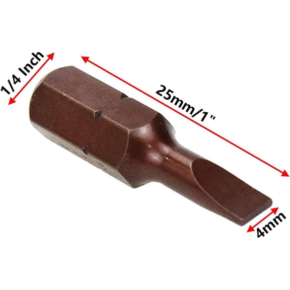 TYHREF-4mm Slotted Tip Magnetic 1/4 Inch Hex Shank Flat Head Screwdriver Bits 1 Inch Length - 24pcs