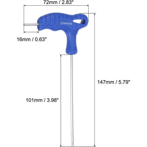 TYHREF-4pcs 2.5mm Hex Key T-Handle Dual End Wrench, Metric CR-V Steel Ball End Spanner for Automotive Household Maintenance