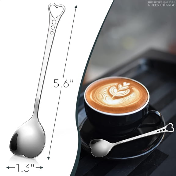 TYHREF-5.6'' Sugar Spoon - Heart Spoons for Coffee Set of 6 Stainless Steel Design, Valentines Spoons for Gifting  Cute Spoon for Coffee, Tea, Cocktails, Ice Cream and Desserts | Elegant Table