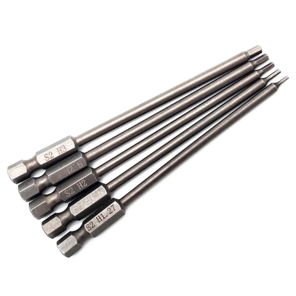 TYHREF-5-Pack RC Hex Bit 1.27mm 1.5mm 2.0mm 2.5mm 3.0mm Hex Head Allen Wrench Drill Bit Set for Screwdrivers Electric Screwgun/Power Drill