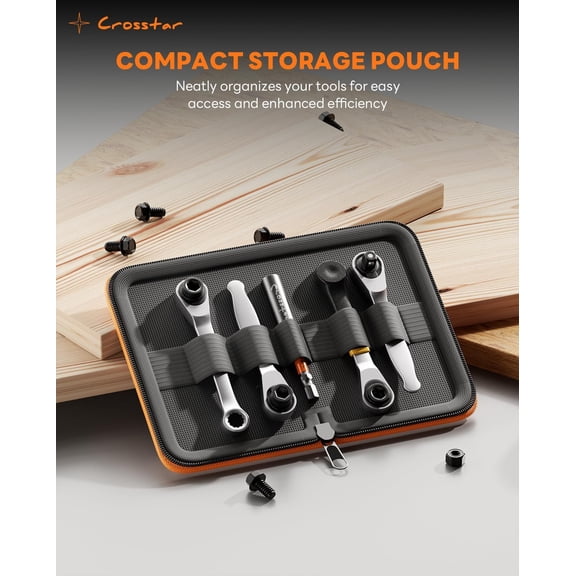 TYHREF-5-Piece Mini Ratchet Wrench Set with Magnetic Bit Holder, 1/4" Drive, 72-Tooth Reversible Ratchet, Compact for Tight Spaces & Storage Pouch