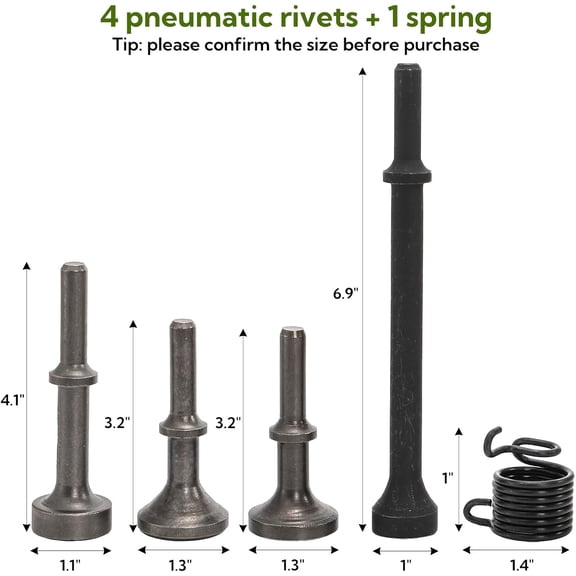 TYHREF-5 Pieces Smoothing Air Hammer Bits Set, Heavy Duty Pneumatic Hammers with Spring, Oxide Finish