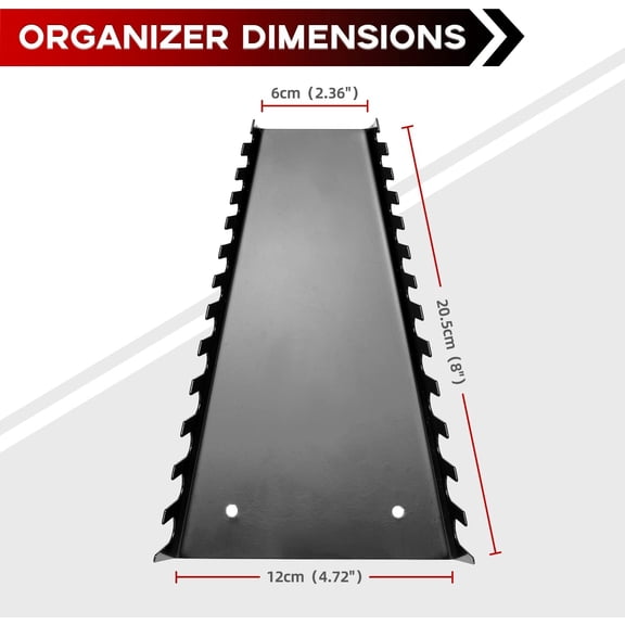 TYHREF-52 Slots Metal Wrench Organizer, Wrench Holder Tray Set, Wall-Mounted Tool Organizer Wrench Holder for Wrench Storage(4 Black)