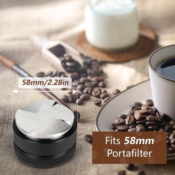 TYHREF-58mm Coffee Distributor,Espresso Distribution Tool,Coffee Powder Hammer Tool,4 Angled Slopes Adjustable Palm Tamper- Professional Espresso Distributor Leveler Tool