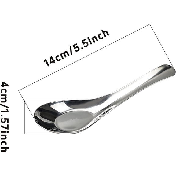 TYHREF-5PCS 5.5 Stainless Steel Soup Spoons, Mirror Polished Long Handle Ramen Spoons for Bouillon Dessert Cereal Wonton Thai Miso Udon