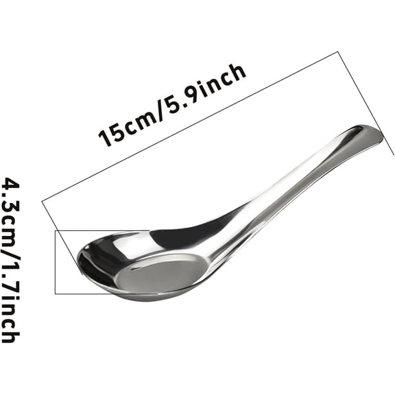 TYHREF-5PCS 6 Stainless Steel Soup Spoons, Mirror Polished Long Handle Ramen Spoons for Bouillon Dessert Cereal Wonton Thai Miso Udon
