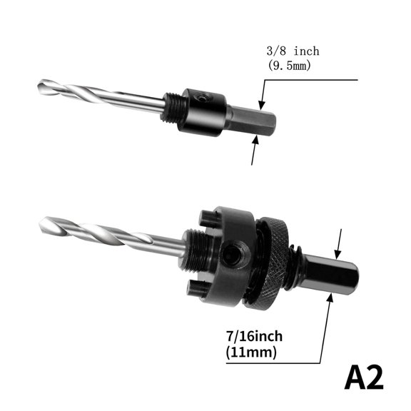 TYHREF-5PCS Hole Saw Kit - Drilling Tool, 1 A2 Heavy Duty Arbor, 1 A4 Small Arbor, 2 4341 Bits, 1 6 Angle Wrench, Compatible with 14-360mm Hole Saw