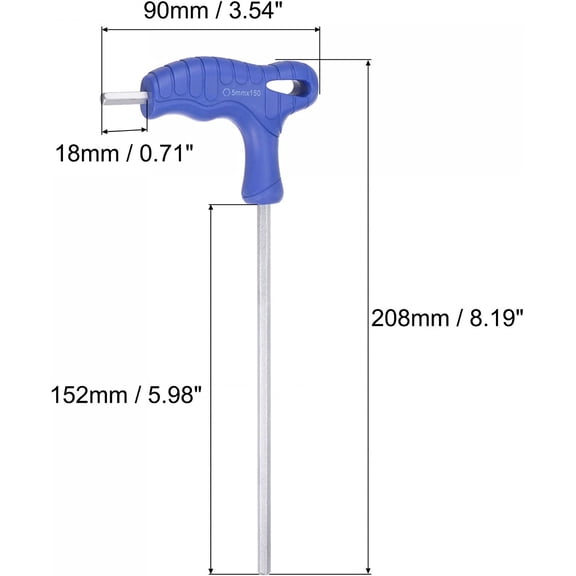 TYHREF-5mm Hex Key T-Handle Dual End Wrench Spanner, Metric CR-V Steel 2 Pcs
