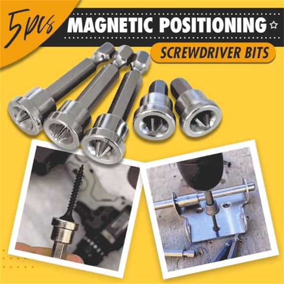 TYHREF-5pcs Set TEURSA  Magnetic Positioning Screwdriver Bits Drywall Screw Setter PH2 Bits for Plasterboard Screw Hex Shank Positioning Bit Batch Head (5pcs 25mm)