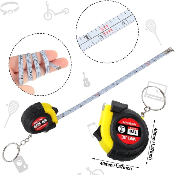 TYHREF-6 Pcs Mini Screwdriver Keychain Tape Measure Keychains Set Mens Gift Bulk Retractable for Adult Xmas Tool Birthday Party