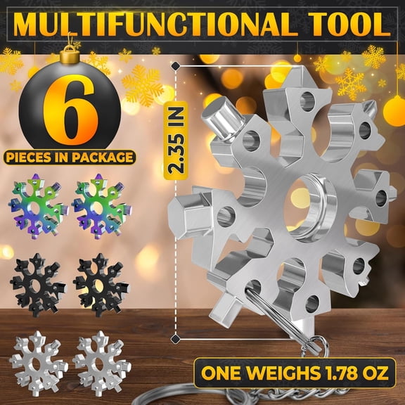 TYHREF-6 Pcs SMultitool 18 in 1 Set  Multi Tool Keychain  Stainless Steel Compact Screwdriver Tool, Ergonomic & Lightweight Design, Bottle Opener | hristmas Stocking Stuffers for Adults