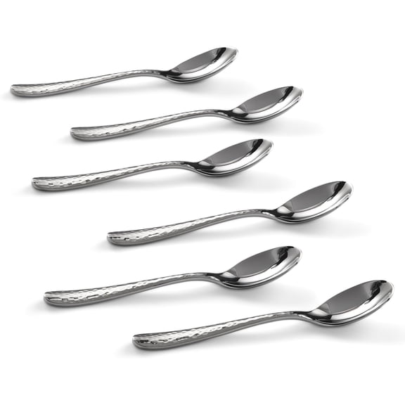 TYHREF-6-Piece Bergamo Set Modern Silver Stainless Steel Espresso Spoons, 4.6-inch Demitasse Coffee Spoons, Set of 6