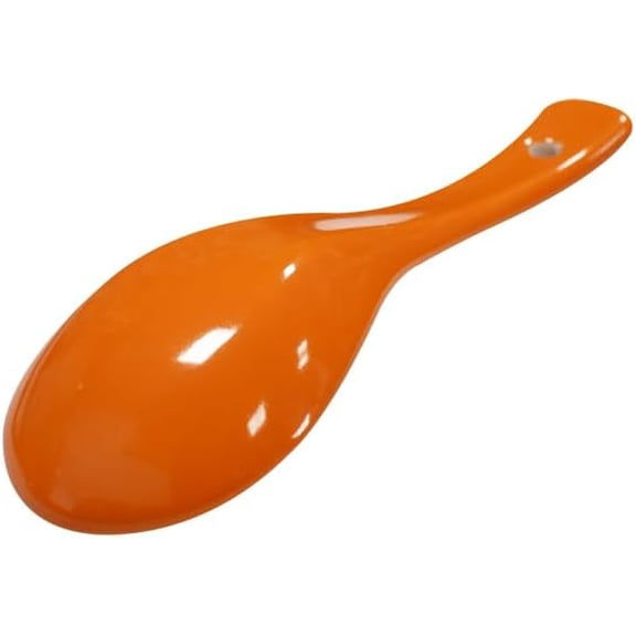 TYHREF-6 pcs Orange Porcelain Soup Spoon Round-Bottom Asia Ceramic Rice Spoons Chinese Won Ton Spoons for Home Kitchen Restaurant