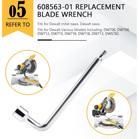 TYHREF-608563-01 Replacement Blade Wrench Fit for Dewalt Miter Saws DW718 DW713 DW715 DW718 DWS780 Blade Wrench Miter Saw Parts