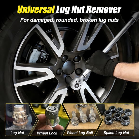 TYHREF-6PCS Lug Nut Removal Tool, 1/2-Inch Drive Wheel Lock Removal Kit, 17,19,21,22mm Stripped Lug Nut Remover, Extractor Socket Set for Broken, Damaged, Rounded Bolts