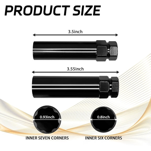 TYHREF-7 Spline Lug Nut Socket Spline Lug Nut Key, Wheel Lock Key Fuel Rim Nuts Lock Removal for 7Spline Wheel Nuts and 21mm 13/16 Inch & 22mm 7/8 Inch Hex Wrench Tuner Lugnuts Tool