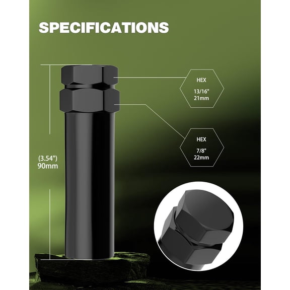 TYHREF-7 Spline Tuner Lug Nuts Key Drive Replacement Socket Key Tool for Wrench with 13/16(21mm) & 7/8(22mm) Hex, Seven Point Truck Wheel Lock Lug Nuts, Black 1pc