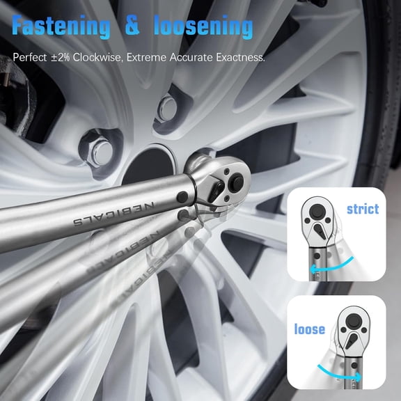 TYHREF-72-teeth 3/8-inch Drive 100 ftlb Click Torque Wrench 10-100ft.lb/15-135N.m,Longer 18.3'' Length, High Accuracy for Car & Motorcycle, Spark Plug, Oil change, Intake manifold.