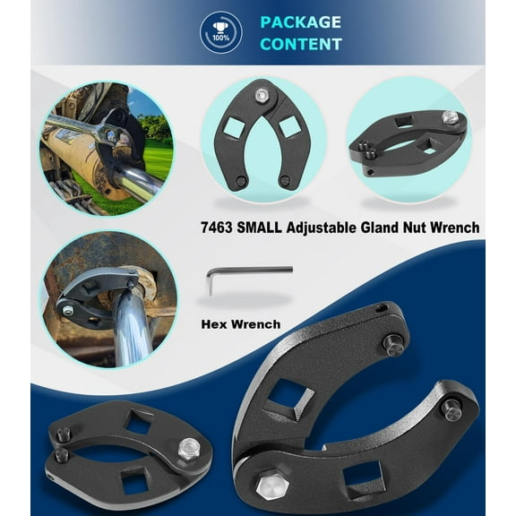 TYHREF-7463 Adjustable Gland Nut Wrench Hydraulic Cylinder Spanner Wrench Adjustable, Removing Hydraulic Cylinders, With 7/32, 1/4 inch Pin, Suitable for Farm & Construction Equipment