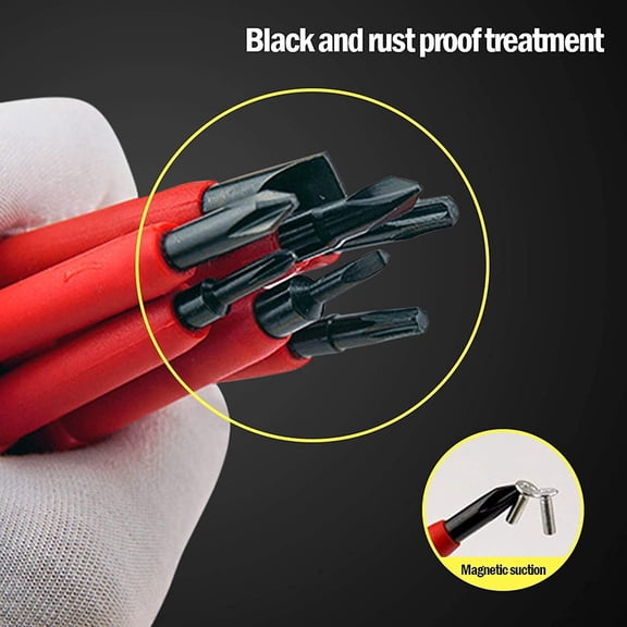 TYHREF-8Pc Insulated Screwdriver Set 500V Magnetic Tips Slotted Phillips Torx for Electrical Repairs DIY