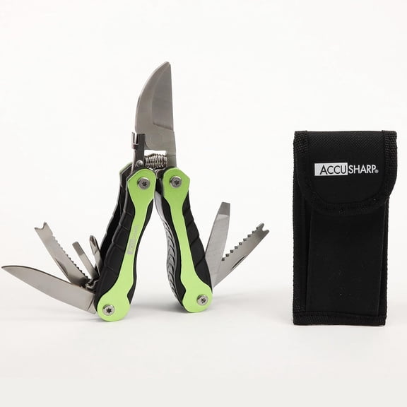 TYHREF-AccuSharp Hand Pruners, Stainless Steel Pruning Shears, 10-in-1 Multipurpose Garden Clippers with Screwdriver, Saw, Knife, Ruler & More, Compact Garden Shears for Gardening, Camping & Survival