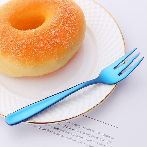 TYHREF-Appetizers Desert Forks, 18/10 Stainless Steel 3-tine Cocktail Mini Salad Fruit Fork Sets of 8, 5.5 Inch