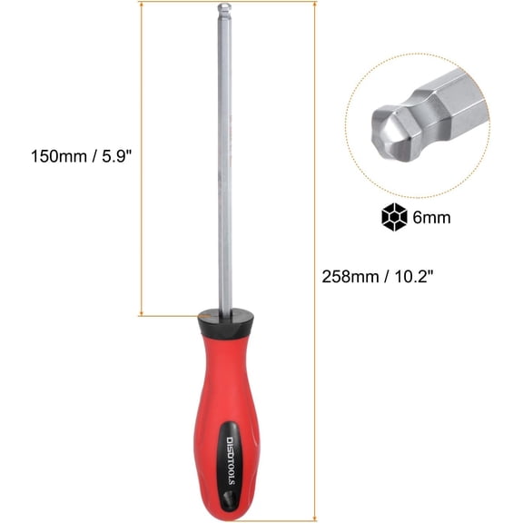 TYHREF-Ball Head Hex Screwdriver 6mm x 150mm Magnetic Ball End Hexagonal Precision Screw Driver Hex Design Wrench