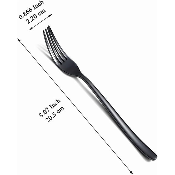 TYHREF-Black Dinner Forks Set of 12, 8.15" Stainless Steel Table Forks Silverware Set for Home, Restaurant, Hotel, Dishwasher Safe