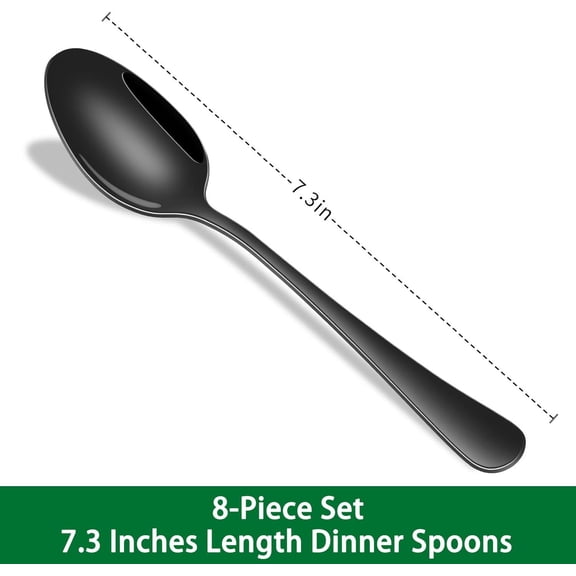 TYHREF-Black Soup Sooon,8 PCs 7.3 Inch Dinner Spoons,PVD Black Stainless Steel Table Spoons,Dishwasher Safe Metal Tablespoon for Home,Party or Restaurant